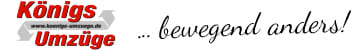 Firmenlogo von Königs Umzüge mit dem Slogan ‚… bewegend anders!‘. Zuverlässiges Umzugsunternehmen für Entrümpelung, Möbellift-Service und Umzugshilfe am Niederrhein.